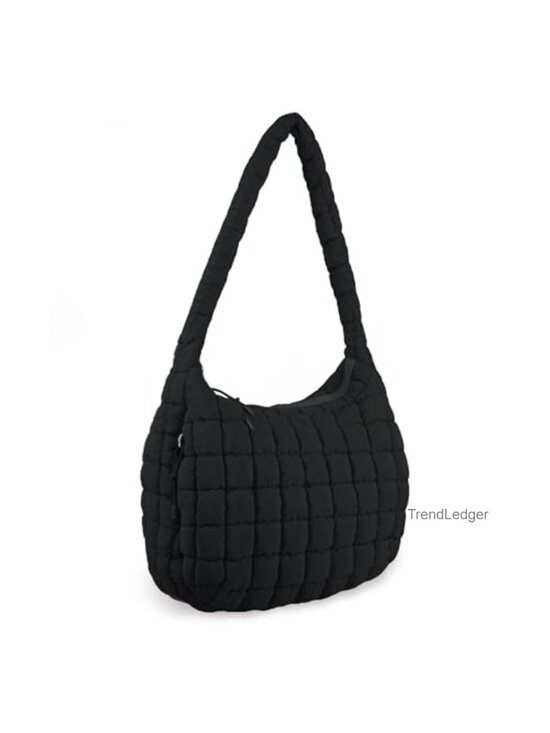 Handbags - Quilted Puffer Tote Bag Nylon Crossbody Shoulder Hobo Bag Lightweight Large